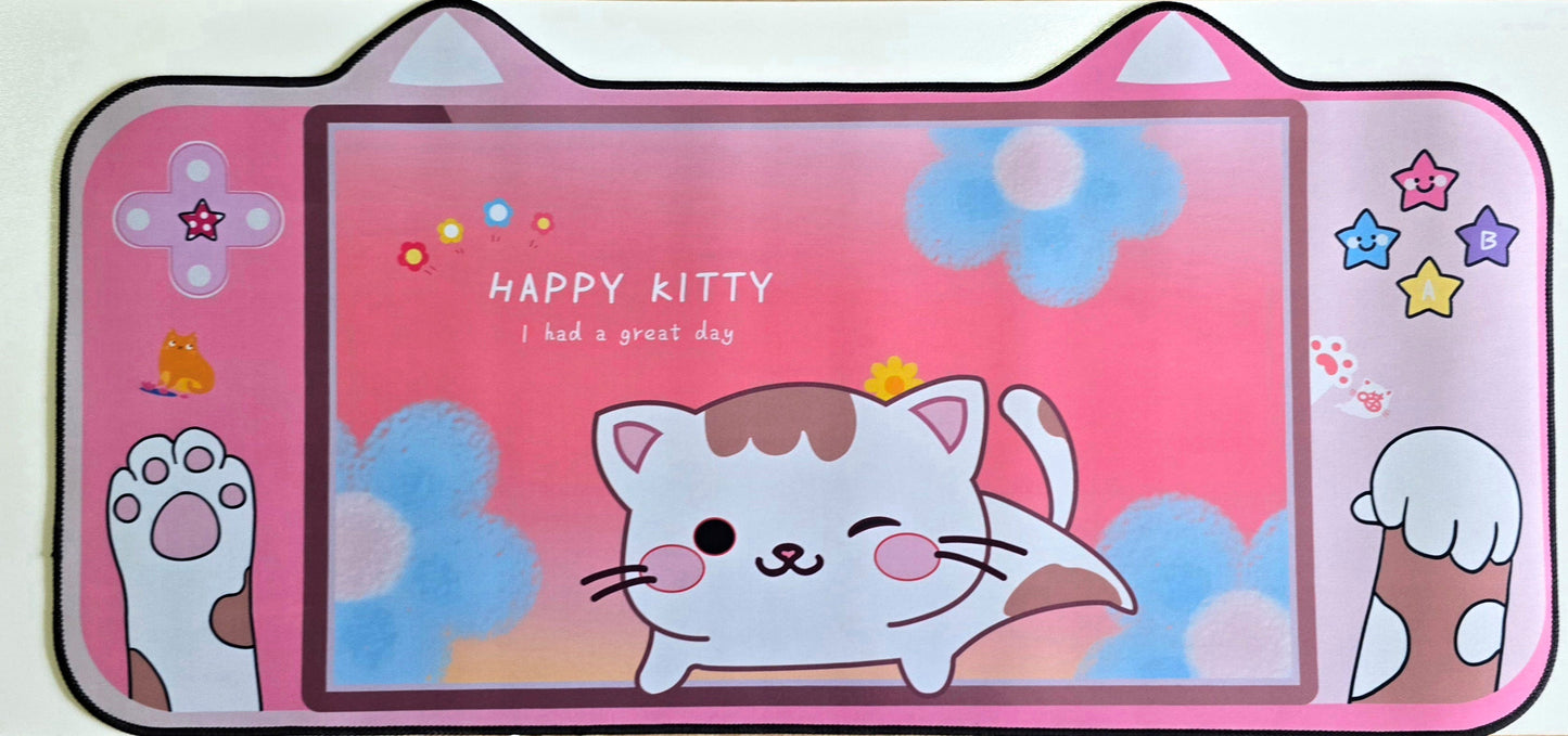 Cat Ear Shape Happy Kitty 800x400x4mm Deskmat