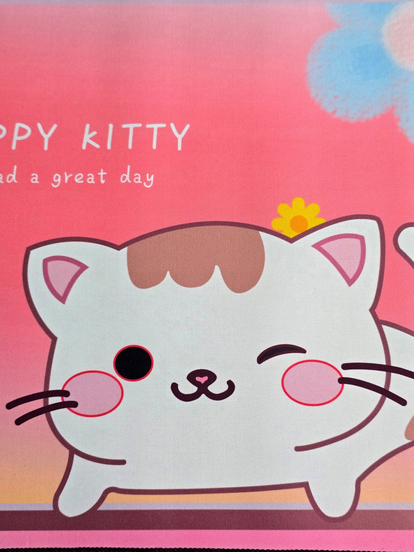 Cat Ear Shape Happy Kitty 800x400x4mm Deskmat