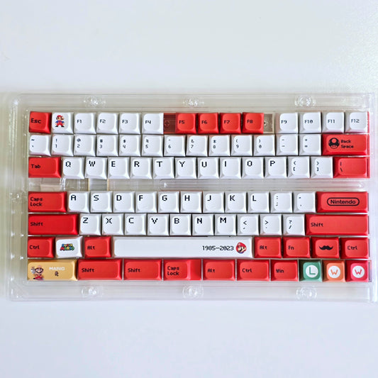 Mario Version 2 XDA PBT Keycaps Pure White