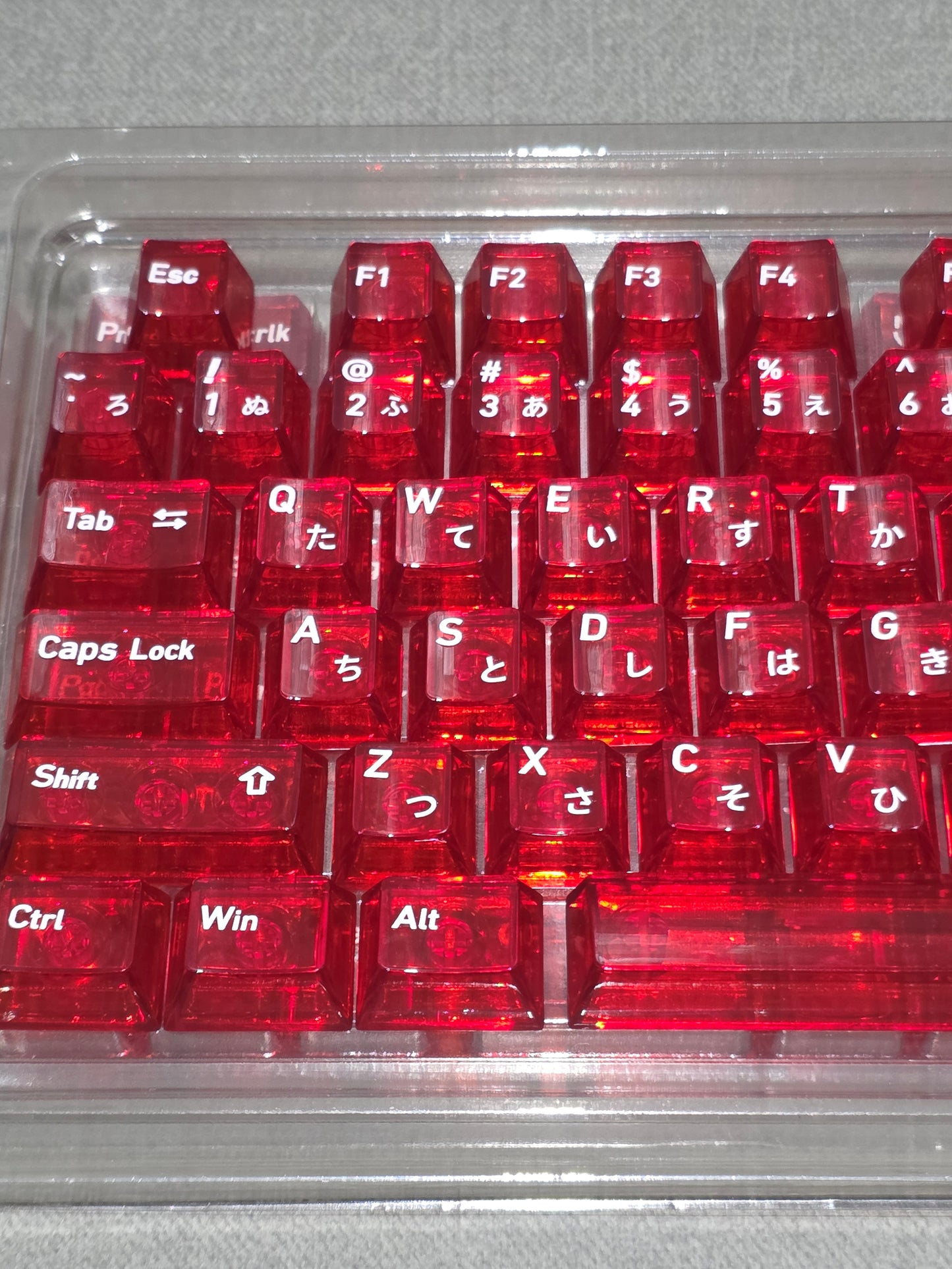 Crystal Red  English Japanese Transparent Cherry Keycaps