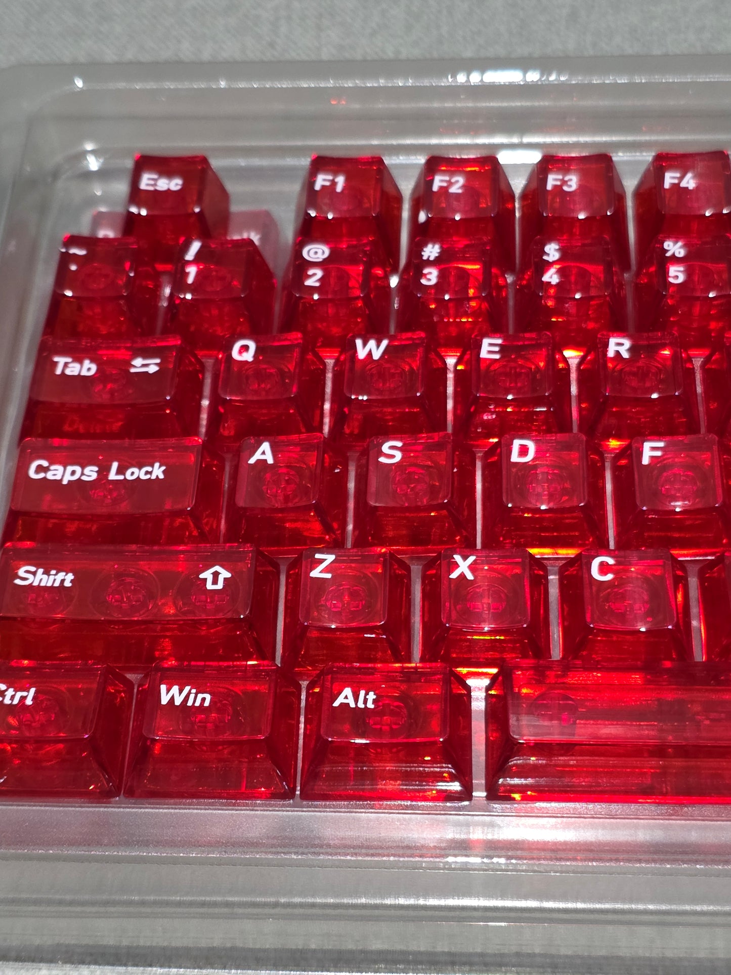 Crystal Red  English Japanese Transparent Cherry Keycaps