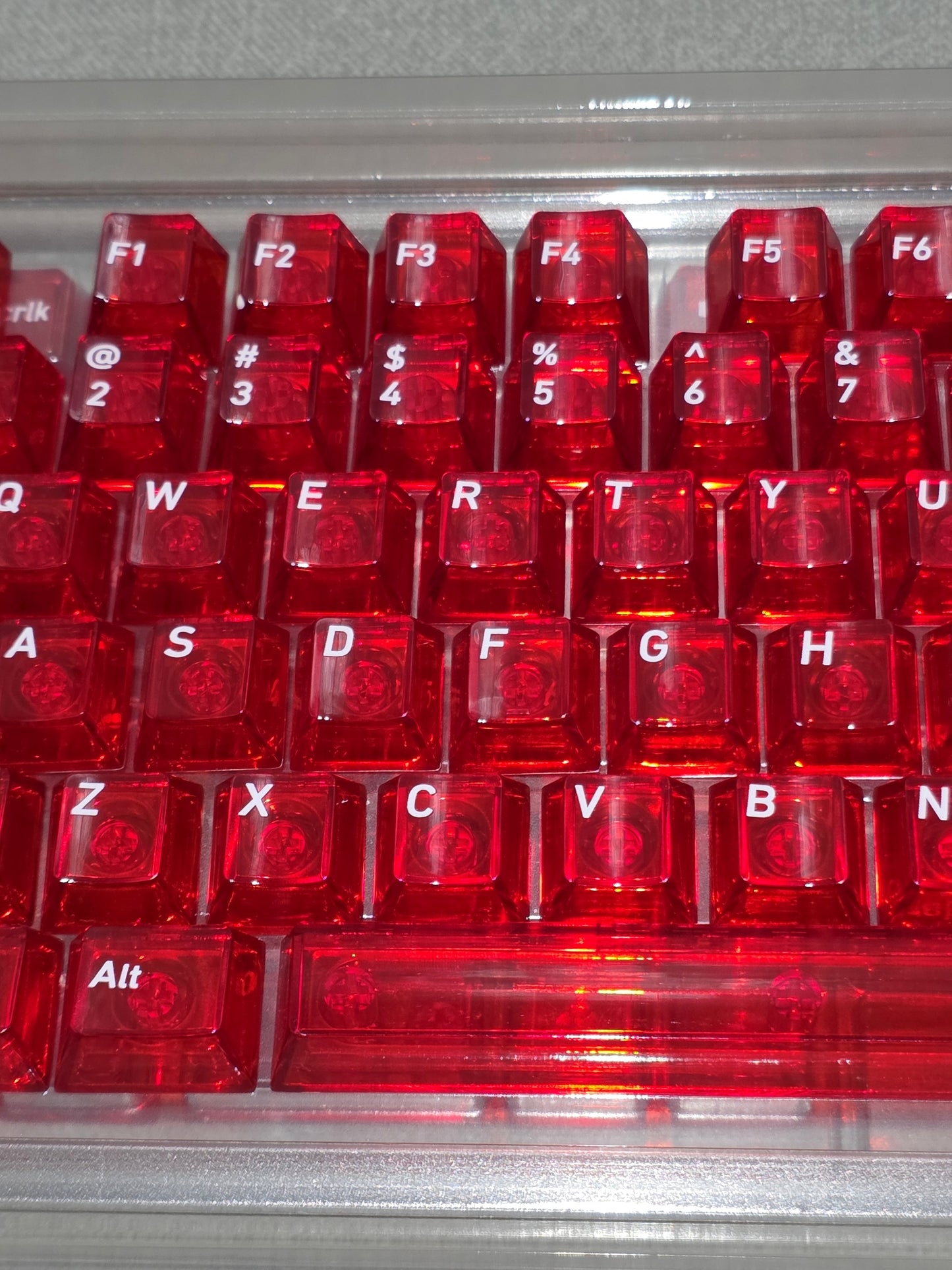 Crystal Red  English Japanese Transparent Cherry Keycaps