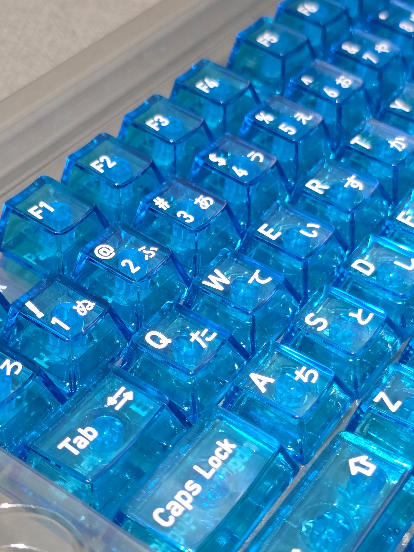 Crystal Blue  English Japanese Transparent Cherry Keycaps
