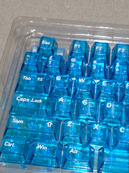 Crystal Blue  English Japanese Transparent Cherry Keycaps