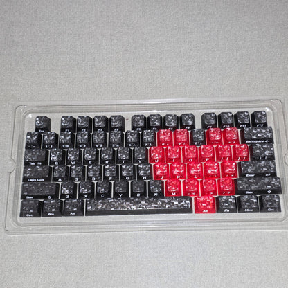 Black Carbon With Red Heart Side Legends Cherry Translucent Thick Keycaps