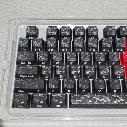 Black Carbon With Red Heart Side Legends Cherry Translucent Thick Keycaps