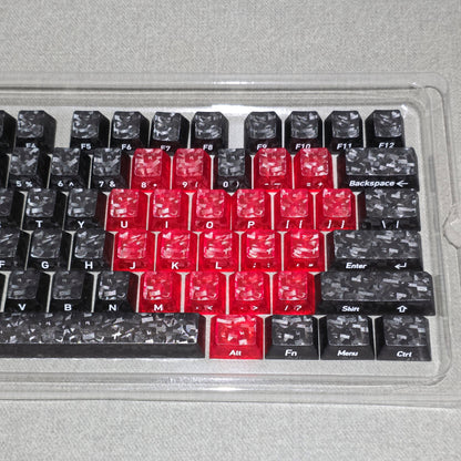 Black Carbon With Red Heart Side Legends Cherry Translucent Thick Keycaps