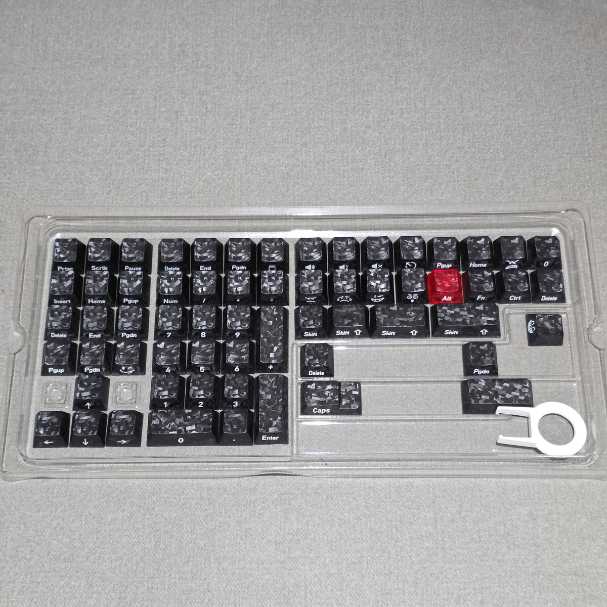 Black Carbon With Red Heart Side Legends Cherry Translucent Thick Keycaps