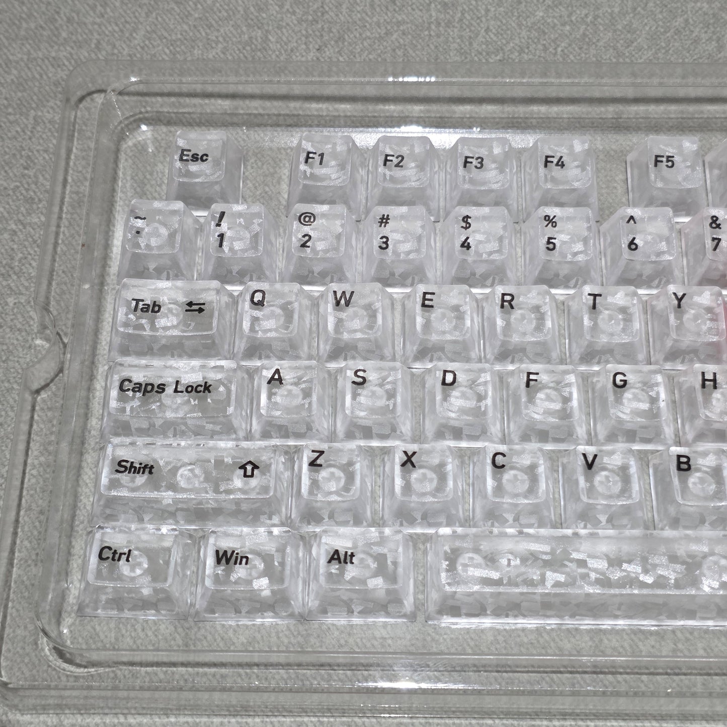 White Carbon With Red Heart Cherry Translucent Thick Keycaps