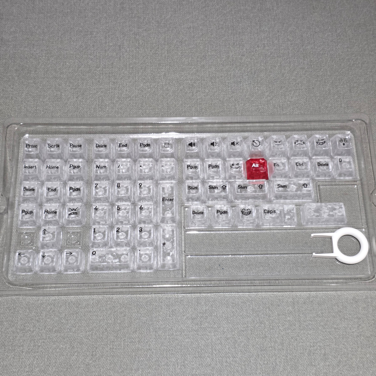 White Carbon With Red Heart Cherry Translucent Thick Keycaps