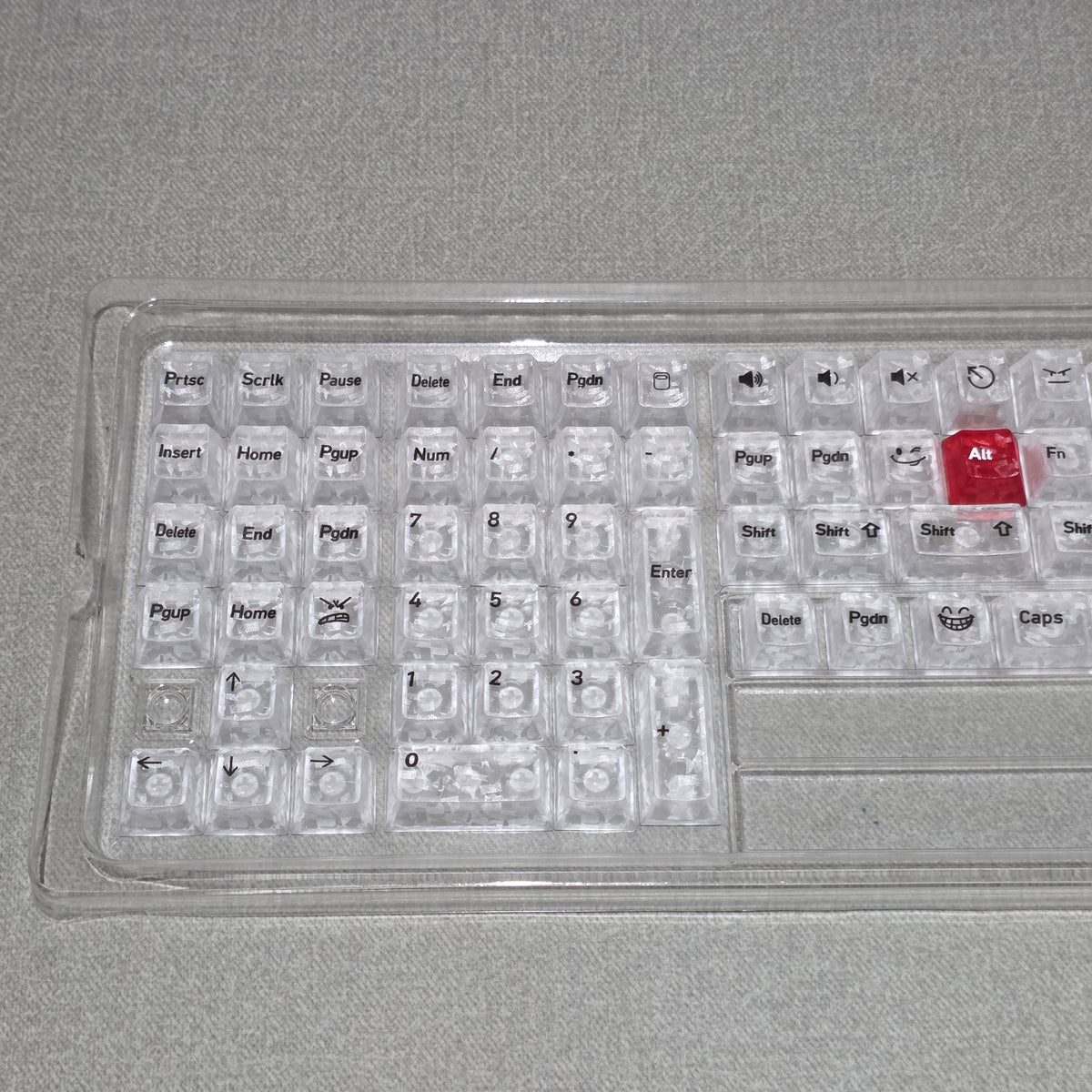White Carbon With Red Heart Cherry Translucent Thick Keycaps