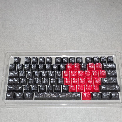 Black Carbon With Red Heart Cherry Thick Translucent Keycaps
