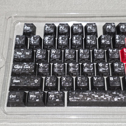 Black Carbon With Red Heart Cherry Thick Translucent Keycaps