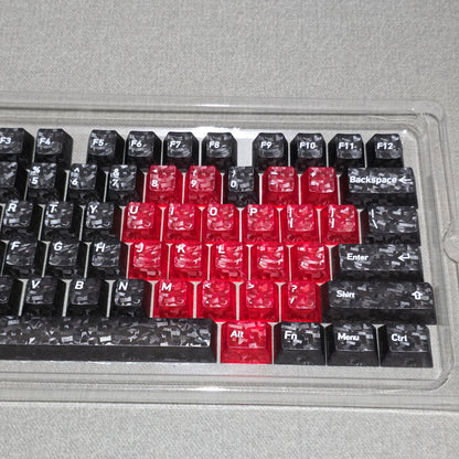 Black Carbon With Red Heart Cherry Thick Translucent Keycaps