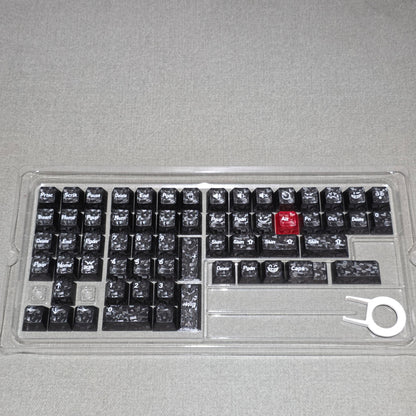 Black Carbon With Red Heart Cherry Thick Translucent Keycaps