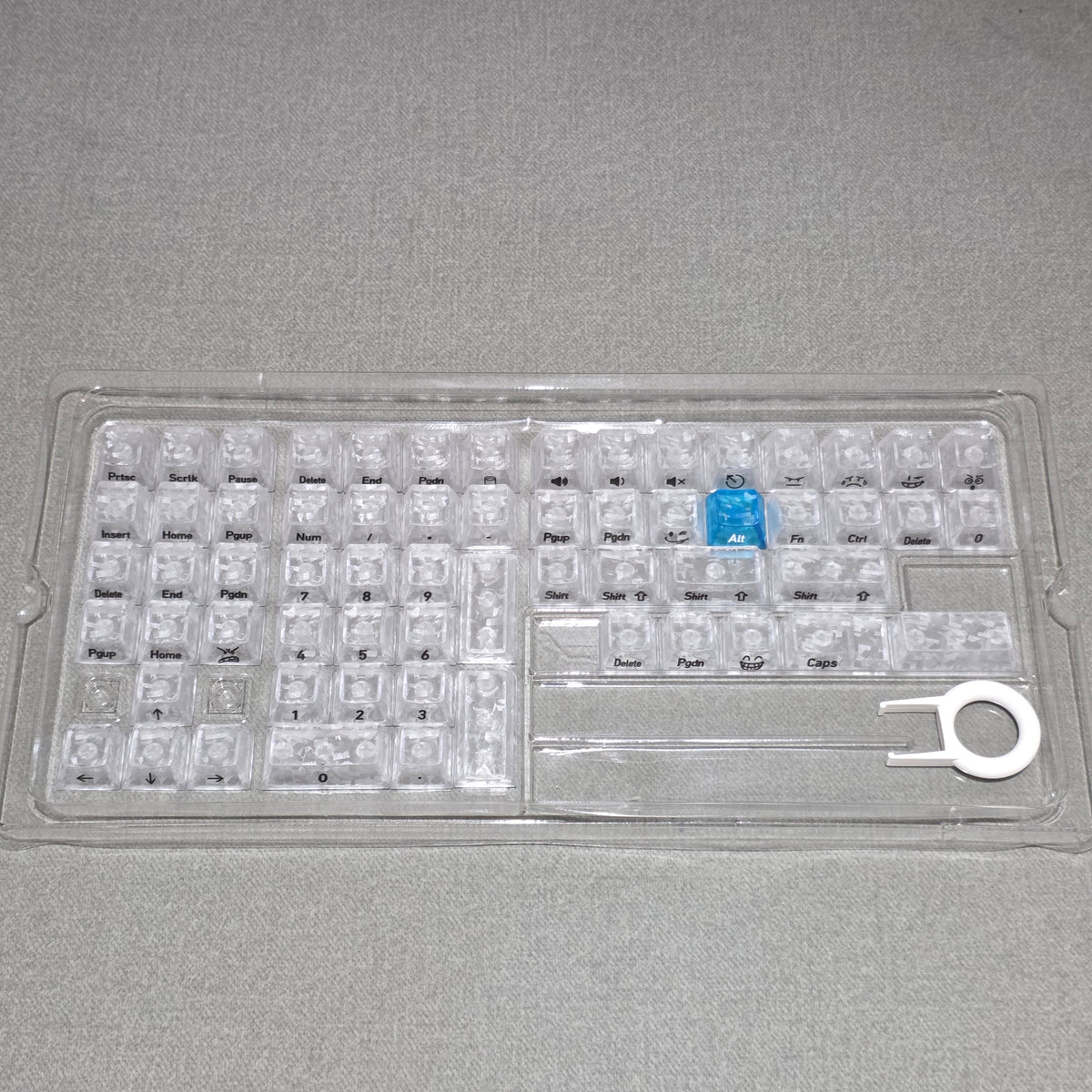 White Carbon With Blue Heart Side Legends Cherry Translucent Thick Keycaps