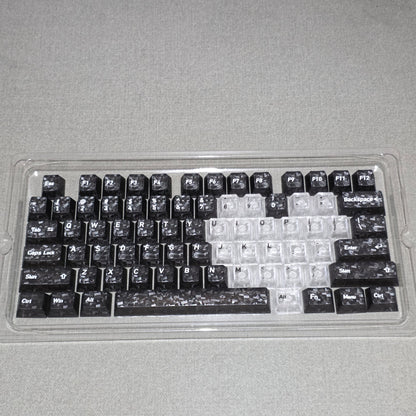 Black Carbon With White Heart Cherry Thick Translucent Keycaps