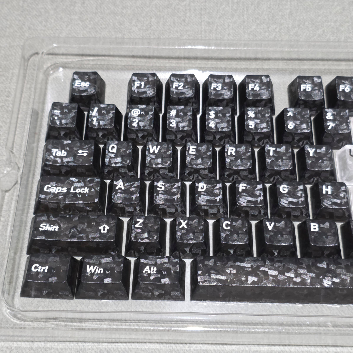 Black Carbon With White Heart Cherry Thick Translucent Keycaps