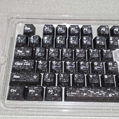 Black Carbon With White Heart Cherry Thick Translucent Keycaps