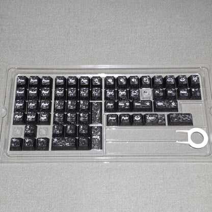 Black Carbon With White Heart Cherry Thick Translucent Keycaps