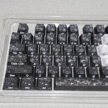 Black Carbon With White Heart Side Legends Cherry Translucent Thick Keycaps