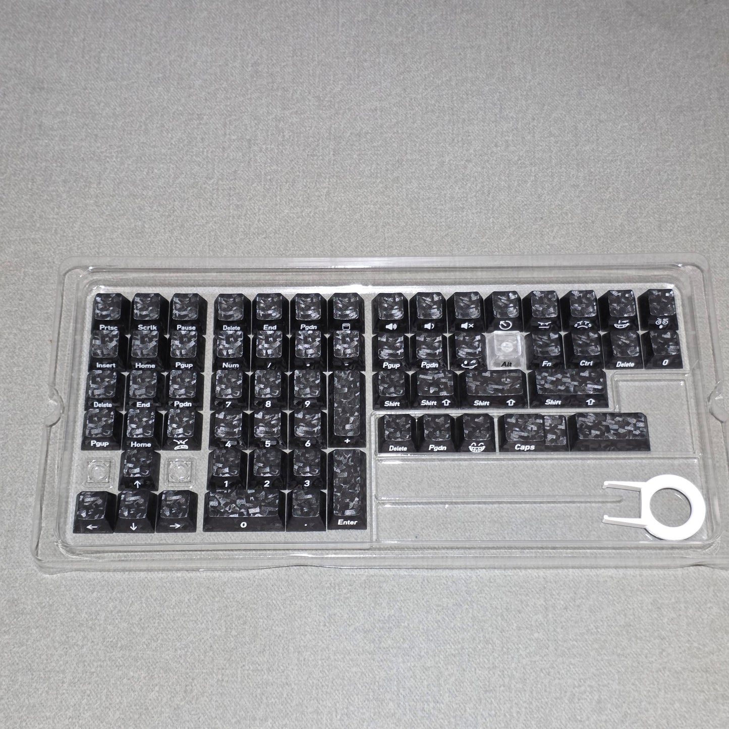 Black Carbon With White Heart Side Legends Cherry Translucent Thick Keycaps