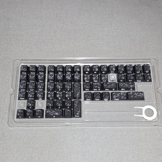 Black Carbon With White Heart Side Legends Cherry Translucent Thick Keycaps