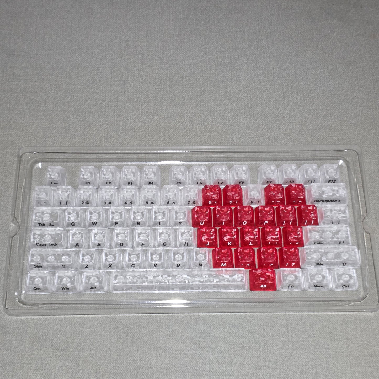 White Carbon With Red Heart Side Legends Cherry Translucent Thick Keycaps