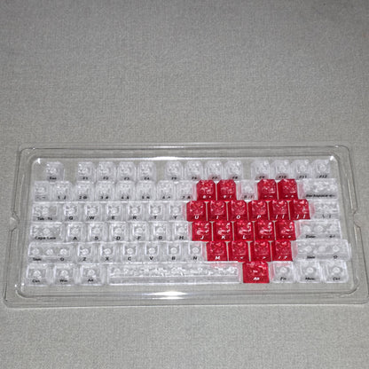 White Carbon With Red Heart Side Legends Cherry Translucent Thick Keycaps