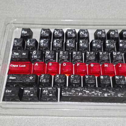 Black Carbon With Red Sword Cherry Translucent Thick Keycaps