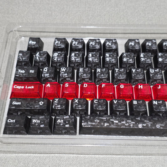 Black Carbon With Red Sword Cherry Translucent Thick Keycaps