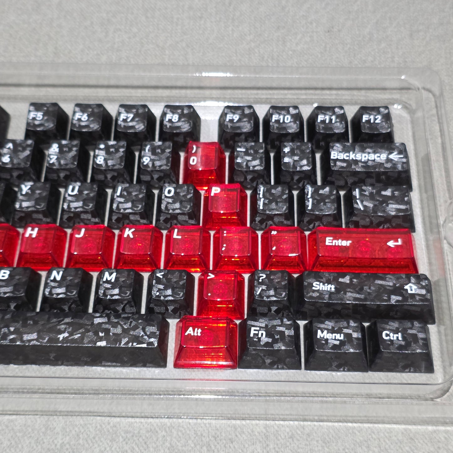 Black Carbon With Red Sword Cherry Translucent Thick Keycaps