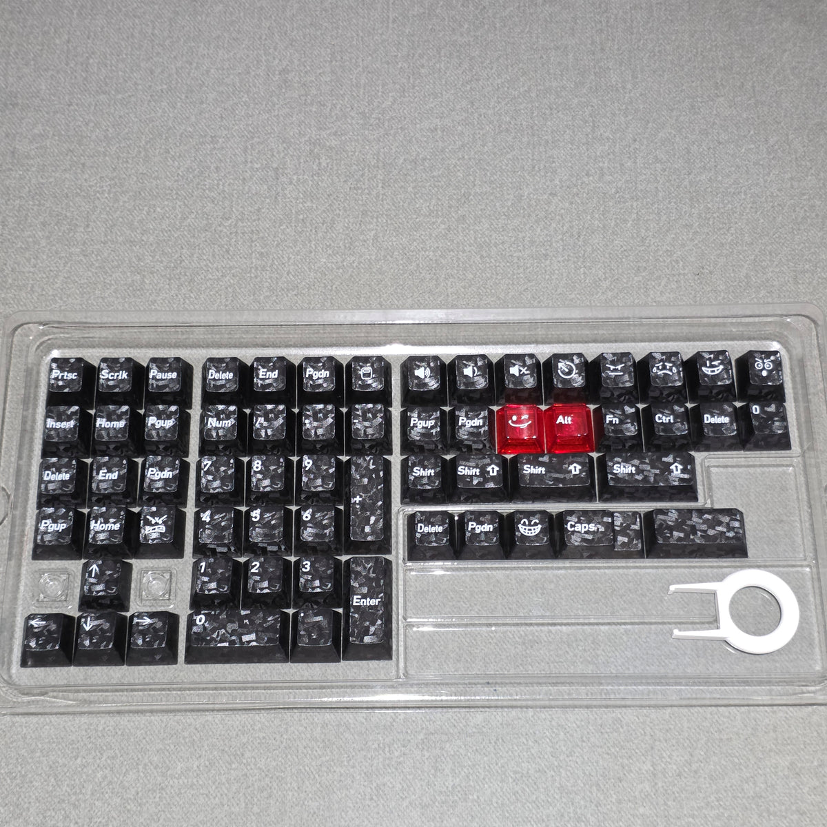 Black Carbon With Red Sword Cherry Translucent Thick Keycaps