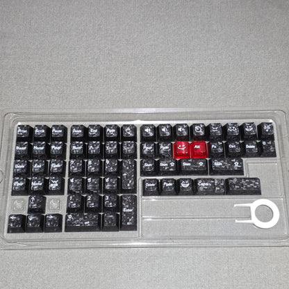 Black Carbon With Red Sword Cherry Translucent Thick Keycaps