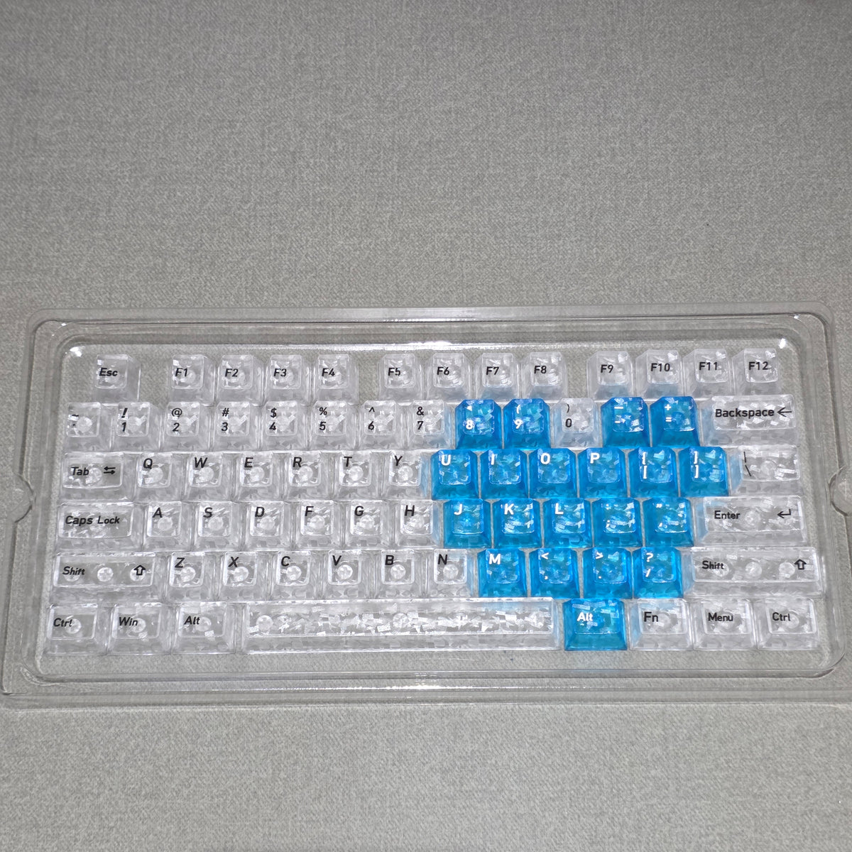White Carbon With Blue Heart Cherry Translucent Thick Keycaps