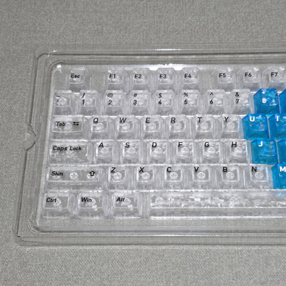 White Carbon With Blue Heart Cherry Translucent Thick Keycaps