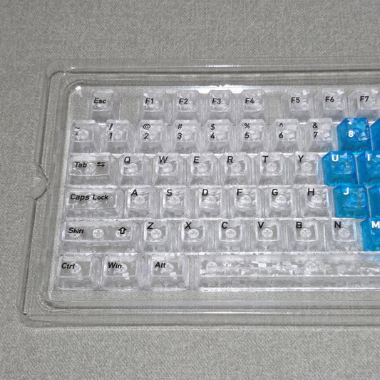 White Carbon With Blue Heart Cherry Translucent Thick Keycaps