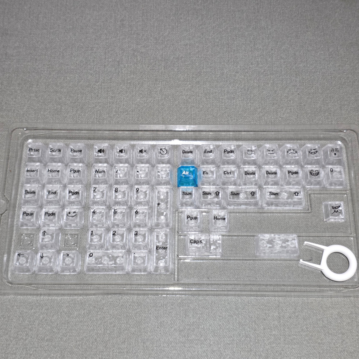 White Carbon With Blue Heart Cherry Translucent Thick Keycaps