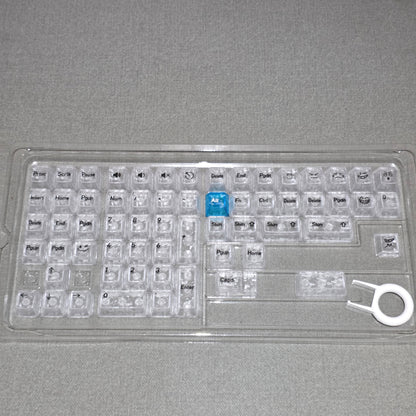 White Carbon With Blue Heart Cherry Translucent Thick Keycaps