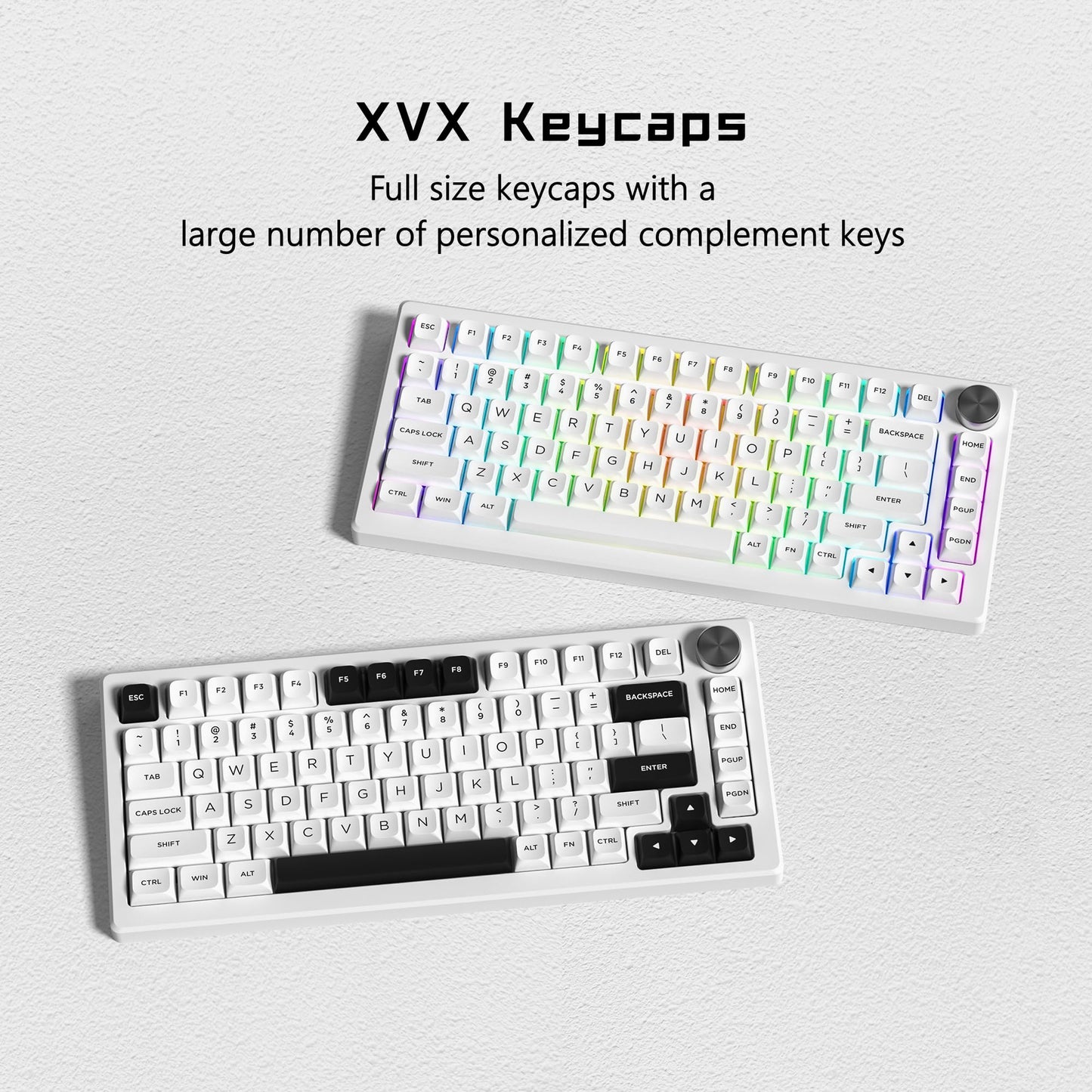 Black on White BOW XVX Double Shot PBT Keycaps