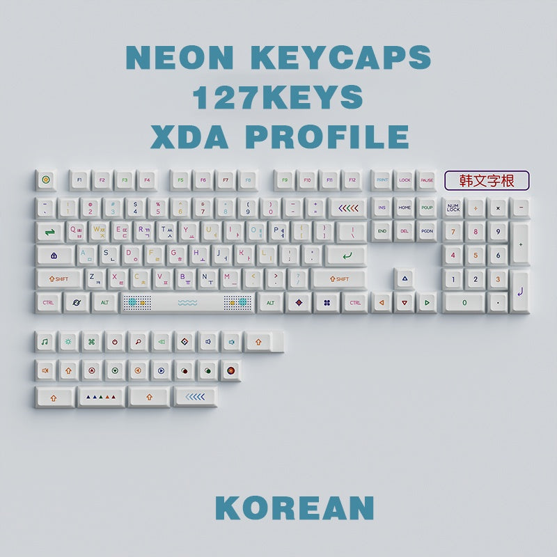 Neon Korean Sub XDA PBT Keycaps