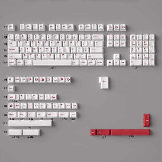 Minimalist White Red Cherry PBT Keycaps