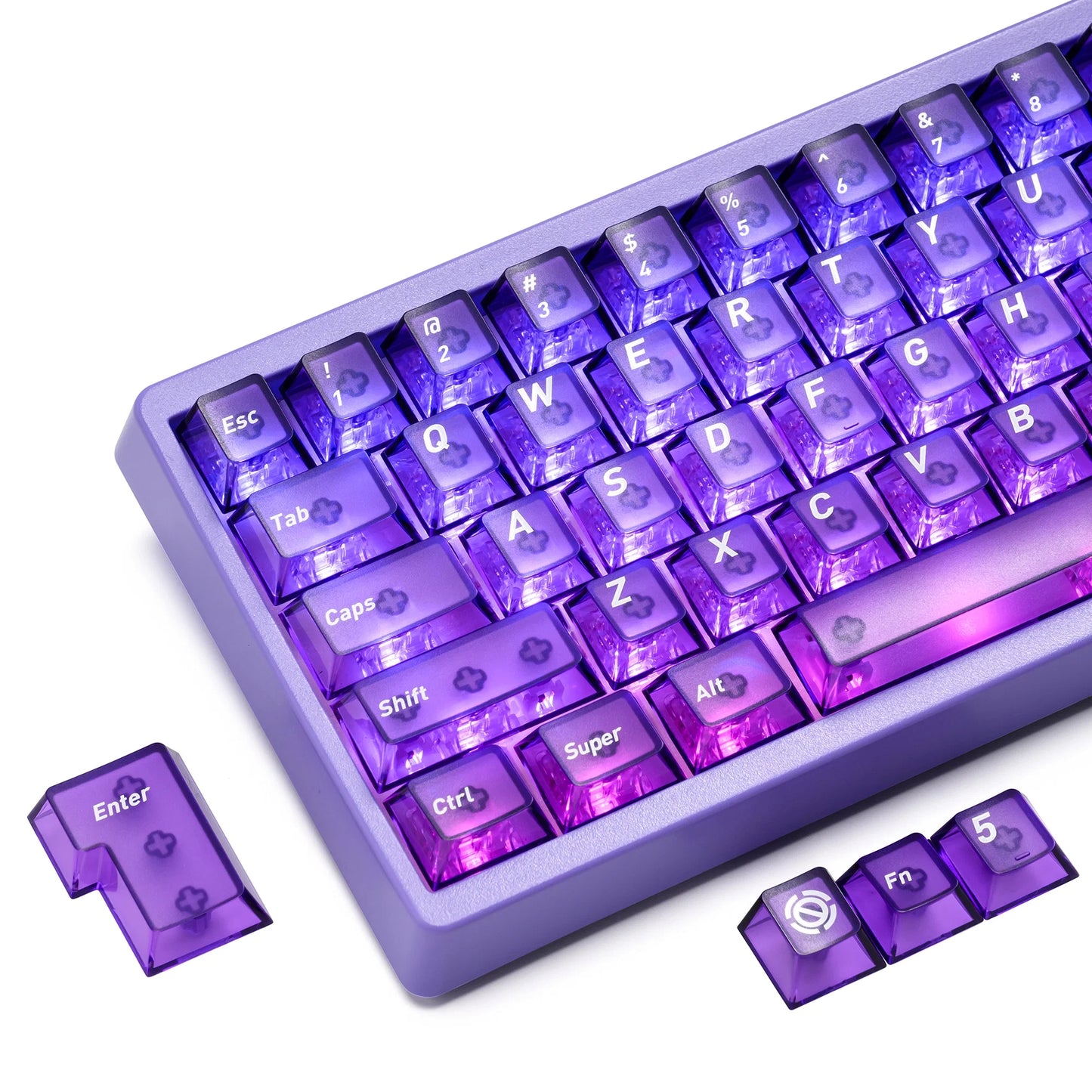 XVX Matte Clear Purple PC Transparent Cherry Profile 119-Key Keycap Set