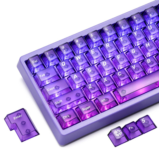 XVX Matte Clear Purple PC Transparent Cherry Profile 119-Key Keycap Set
