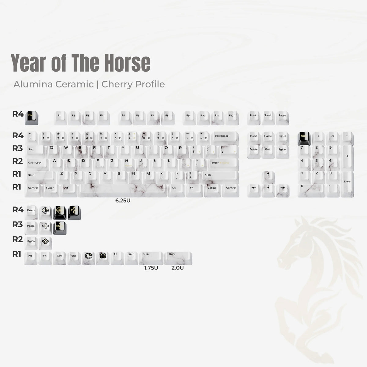 XVX Year Of The Horse Ceramic Cherry Profile 120-Key Full Keycap
