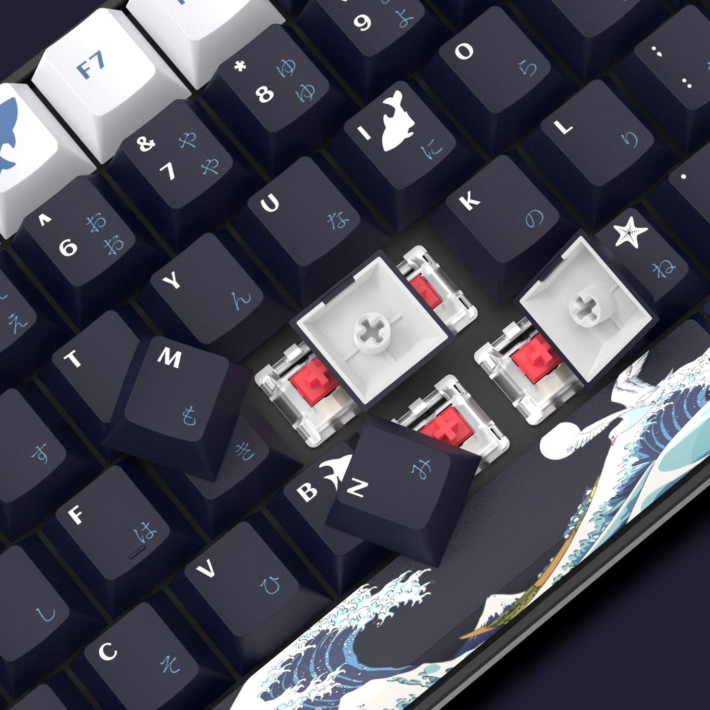 Great Wave Of Kanagawa Japanese Premium Cherry PBT keycaps