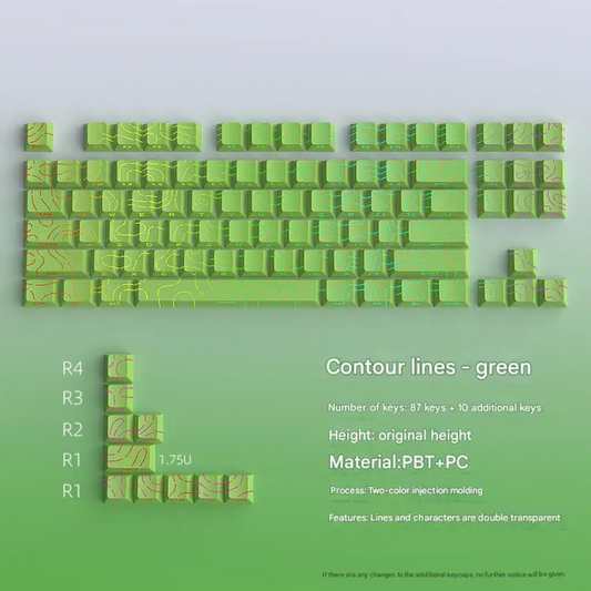 Pastel Green Topography Line Crack Side Backlit Keycaps