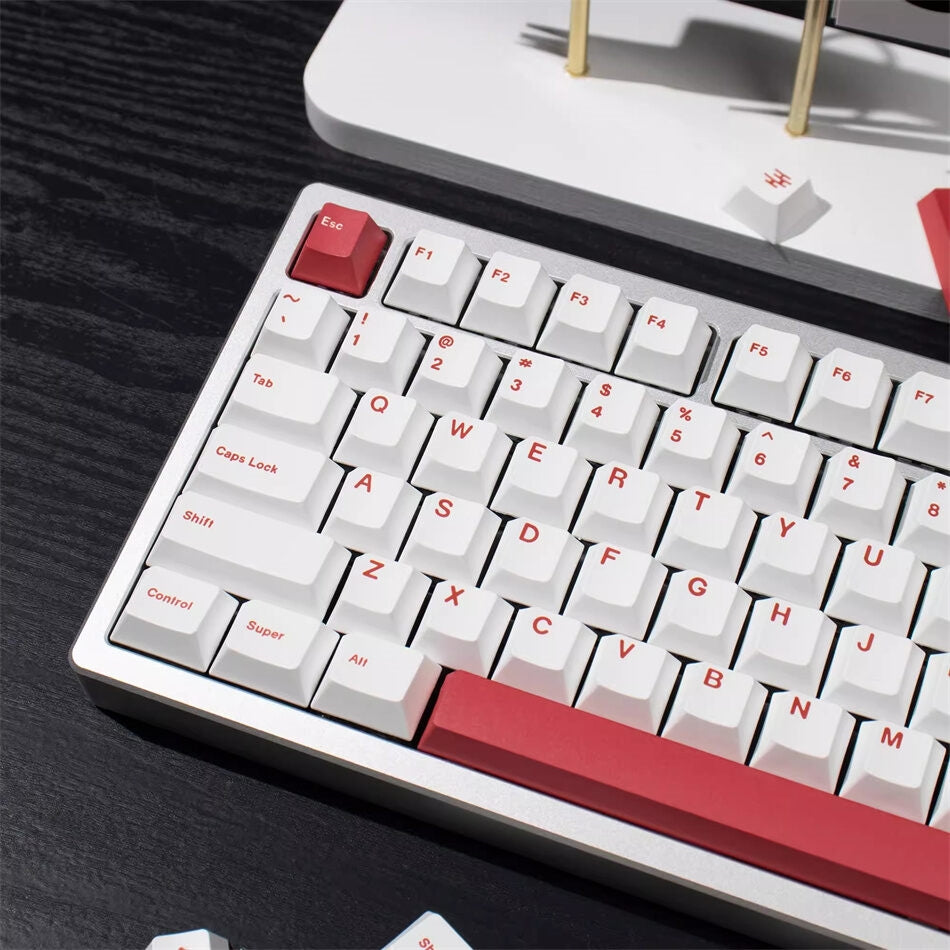 Minimalist White Red Cherry PBT Keycaps