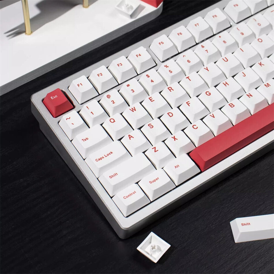 Minimalist White Red Cherry PBT Keycaps