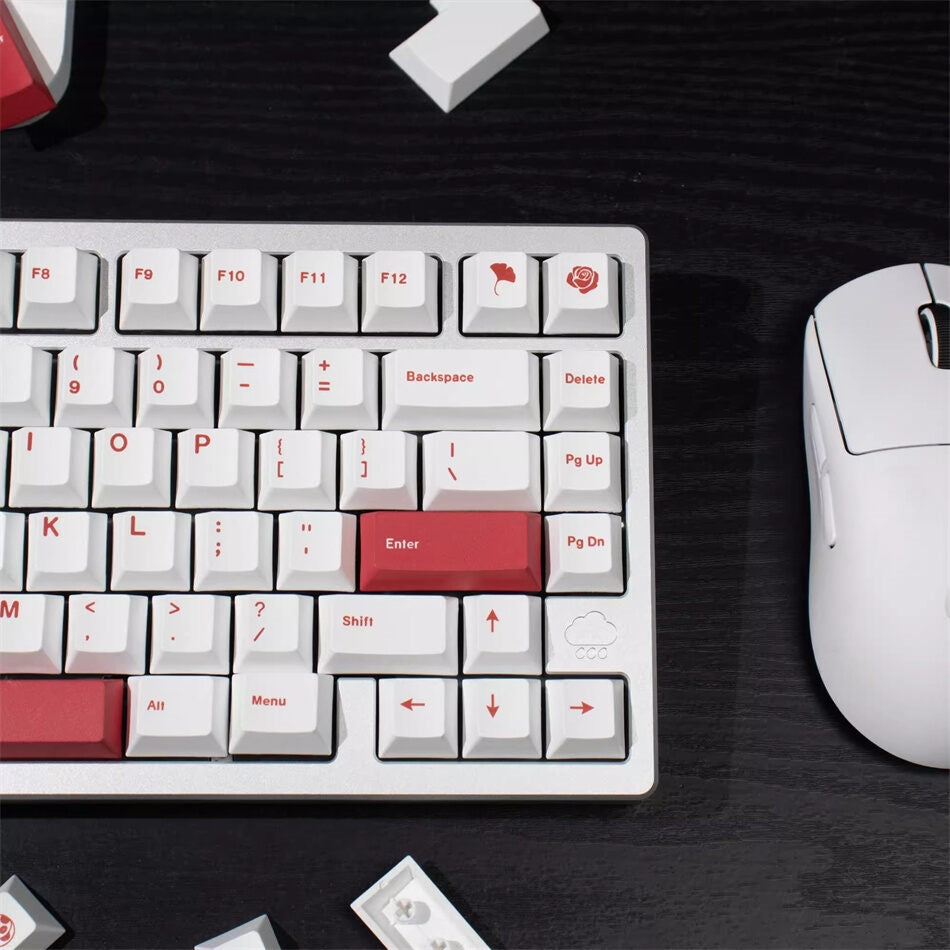 Minimalist White Red Cherry PBT Keycaps